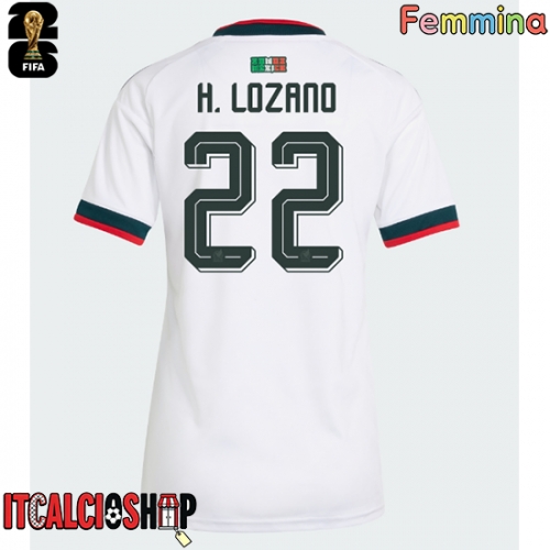 Messico Hirving Lozano #22 Seconda Maglia Femmina Mondiali 2026 Manica Corta